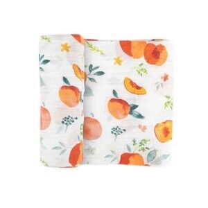 Little Unicorn Peaches Cotton Muslin Baby Swaddle Breathable Floral Grga Peach